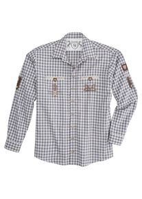 OS-Trachten, Herren Trachtenhemd in Flanelloptik, Lila / Wei&szlig;
