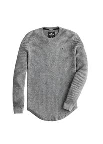Hollister, Herren Pullover 'LW MUSCLE FIT CREW', Dunkelgrau