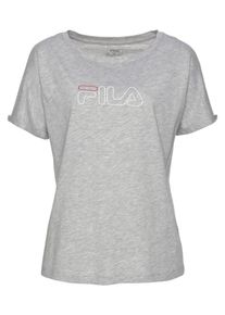 Fila, Damen Shirt 'LUDI', Graumeliert / Feuerrot / Wei&szlig;