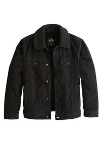 Hollister, Herren Jacke 'SHERPA LINED CORD TRUCKER', Schwarz