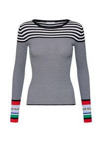 Guess, Damen Pullover 'CHARLOTTE LS RN SWEATER', Rot / Schwarz / Weiß