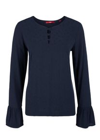 s.Oliver RED LABEL, Damen Gemusterte Bluse mit Schnür-Details, Navy