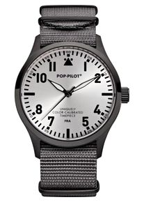 POP PILOT, Herren Uhr 'FRA', Dunkelgrau / Silber