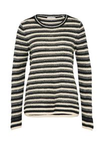 EDC by Esprit, Damen Pullover 'TextureStripe', Schwarz / Offwhite