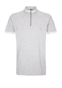 s.Oliver BLACK LABEL, Herren Poloshirt, Hellgrau / Wei&szlig;