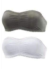 Petite Fleur, Damen Bandeau-BH, Khaki / Weiß