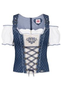 Spieth & Wensky SPIETH & WENSKY, Damen Carbluse 'Frankfurt', Blau / Wei&szlig;