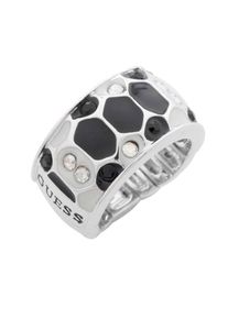 Guess, Damen Fingerring ANIMALIER UBR91309, Schwarz / Silber