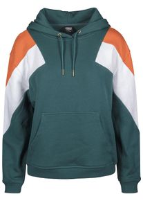 Urban Classics, Damen Hoody, Dunkelgr&uuml;n / Orange / Wei&szlig;