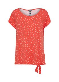 Street One, Damen T Shirt, Orangerot / Wei&szlig;