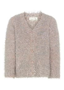 name it, M&auml;dchen Strickjacke, Puder / Silber