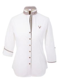 OS-Trachten, Damen Trachtenbluse, Braun / Wei&szlig;