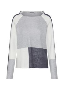 monari, Damen Pullover, Hellgrau / Wei&szlig;