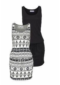 AJC, Damen Jerseykleid (Packung, 2 tlg.), Schwarz / Weiß