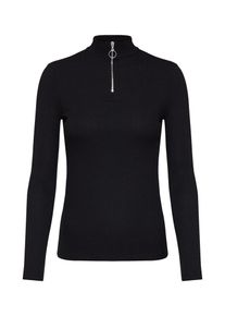 New Look, Damen Shirt 'ZIP HIGH NECK LS', Schwarz