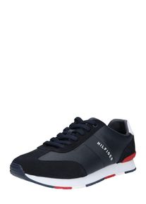 Tommy Hilfiger, Herren Sneaker 'Leather Material Mix Runner', Navy / Wei&szlig;