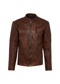 Jack & Jones JACK & JONES, Herren Lederjacke 'JJERICHARD LAMB', Braun