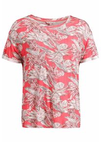 Khujo, Damen T-Shirt 'Ornate Print', Hellrot / Wei&szlig;