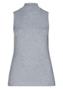sheego Casual, Damen BASIC Rollkragenshirt ohne Arm, Graumeliert