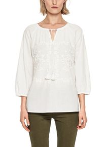 s.Oliver BLACK LABEL, Damen Bluse mit floralen Stickereien, Weiß