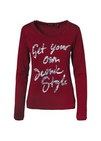 Blue, Damen Langarmshirt, Merlot / Weißmeliert