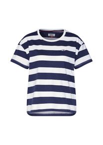 Tommy Jeans, Damen Shirt 'TJW STRIPE CROPPED BOXY CREW', Navy / Wei&szlig;