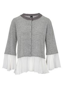 Heine, Damen Strickjacke, Grau / Dunkelgrau / Wei&szlig;