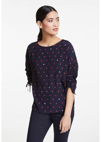 Oui, Damen Bluse, Navy / Rosa / Hellrot