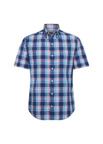 IZOD, Herren Hemd 'SEERSUCKER PLAID BD SS SHIRT', Blau