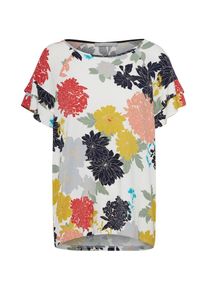 BETTY & CO Betty & Co, Damen Shirt 'Blume', Nachtblau / Senf / Hellrot / Weiß