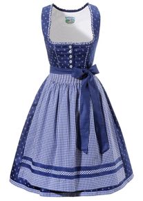 Turi Landhaus, Damen Dirndl midi im traditionellem Mustermix, Blau