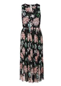 Q/S Designed By, Damen Chiffonkleid, Grün / Rosa / Schwarz
