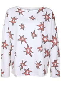 Juvia, Damen Sweatshirt 'DEVORE', Pastellrot / Wei&szlig;