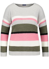 SAMOON, Damen Pullover, Grau / Khaki / Pink