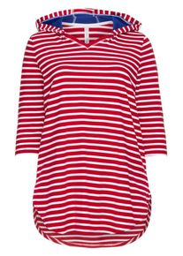 sheego Casual, Damen Longshirt, Karminrot / Weiß