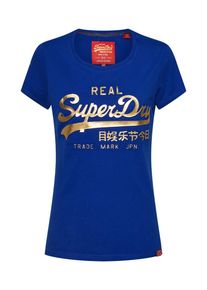 Superdry, Damen T Shirt, Saphir / Gold