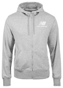 New Balance, Herren Kapuzenjacke 'Essentials Stacked Logo', Graumeliert