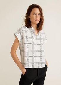 Mango, Damen Hemd 'Chainy-H', Schwarz / Wei&szlig;