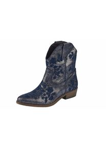 Heine, Damen Stiefelette mit Stickerei, Marine / Silber