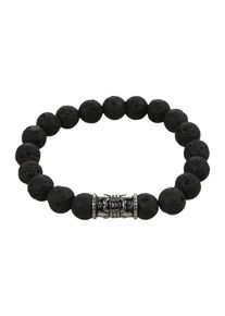 ROYAL-EGO, Herren Armband 'Lavastone Fleur de Lis', Schwarz
