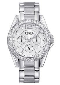 Fossil, Damen Multifunktionsuhr 'RILEY', Silber / Weiß