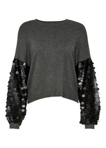 Only, Damen Pullover, Grau / Dunkelgrau / Schwarzmeliert