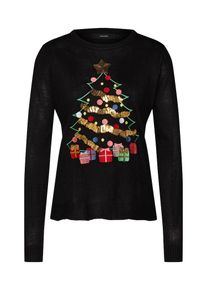 V&eacute;ro Moda VERO MODA, Damen Pullover 'VMCHRISTMAS TREE LS O-NECK BLOUSE NVL', Gold / Mischfarben / Schwarz