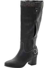 sheego, Damen XL-Weitschaftstiefel mit Nieten, Schwarz