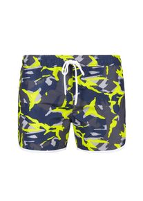 Skiny, Herren Bade-Shorts, Indigo / Limone / Wei&szlig;