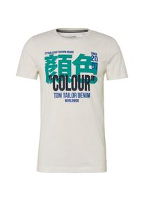 Tom Tailor Denim, Herren T-Shirt, Blau / Jade / Schwarz / Weiß