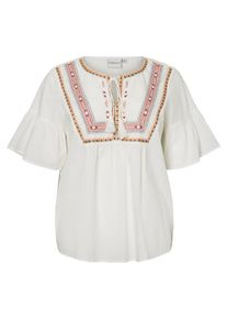 JUNAROSE, Damen Bluse, Orange / Rot / Wei&szlig;