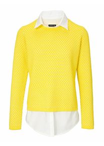 Heine, Damen Pullover, Gelb / Wei&szlig;