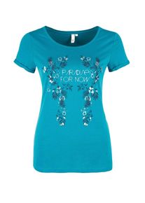Q/S Designed By, Damen T-Shirt, Navy / Himmelblau / Silber