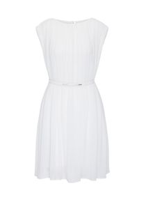 Apart, Damen Chiffonkleid mit U-Boot-Ausschnitt, Weiß